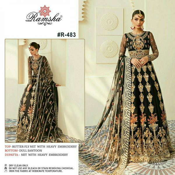 Ramsha R-481 to R-483 Net Embroidery Designer Pakistani Suit